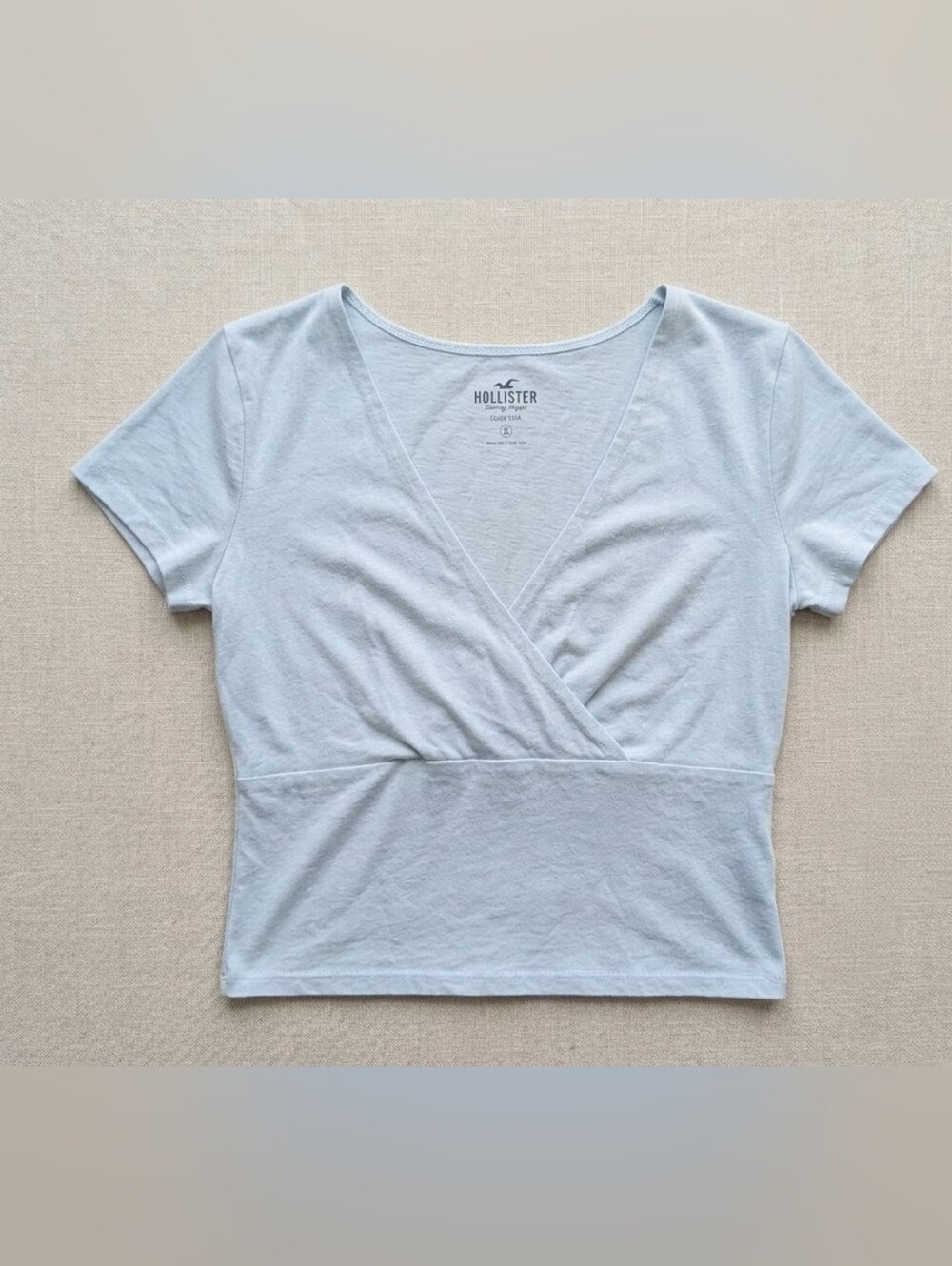 Hollister Pale Blue Wrap-Style Crop Top